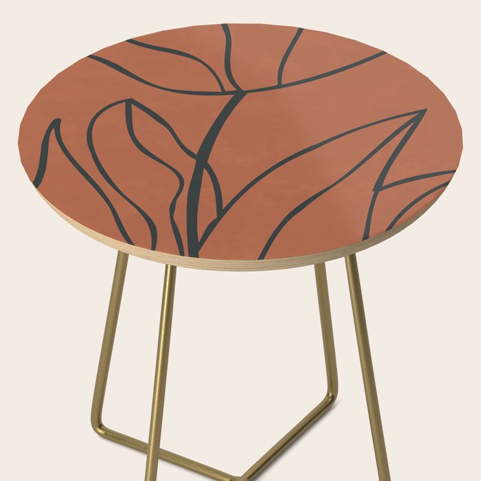 Flower Line Art, Black Brown Side Table Gallery Image 2