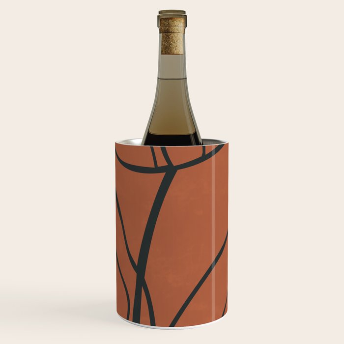 Flower Line Art, Black Brown Wine Chiller Gallery Image 1