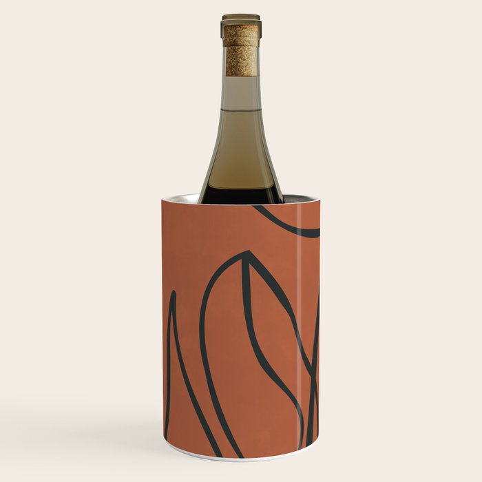 Flower Line Art, Black Brown Wine Chiller Gallery Image 2