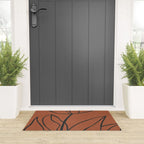 Flower Line Art, Black Brown Welcome Mat Gallery Image 3