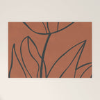 Flower Line Art, Black Brown Welcome Mat Gallery Image 1