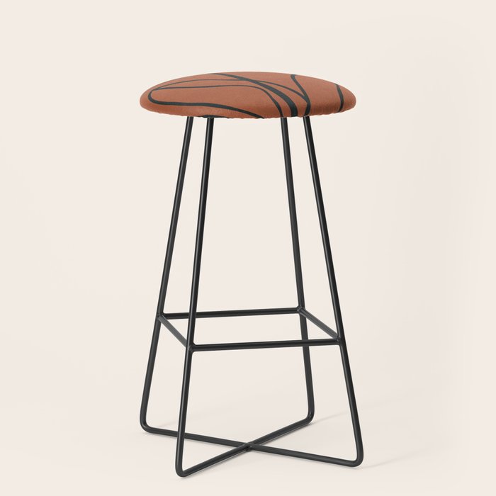 Flower Line Art, Black Brown Stool Gallery Image 1