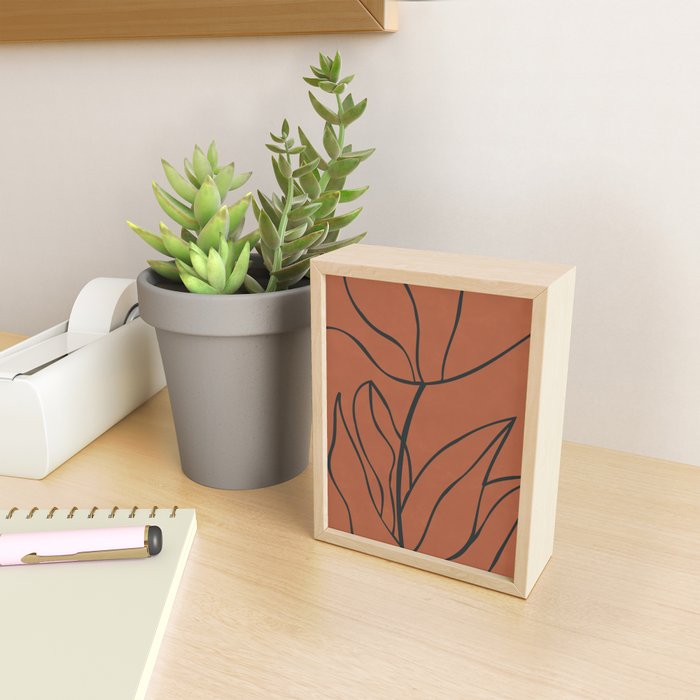 Flower Line Art, Black Brown Mini Art Print Gallery Image 2