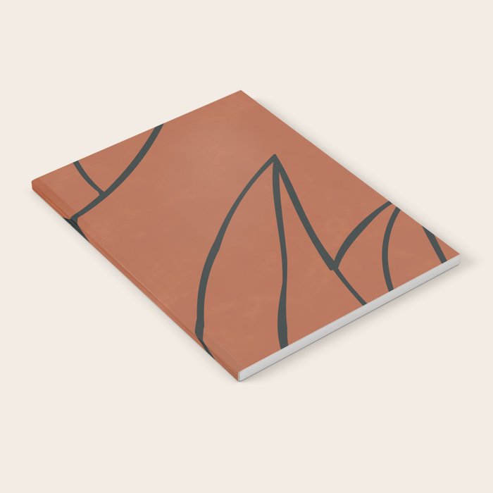 Flower Line Art, Black Brown Notebook Gallery Image 2
