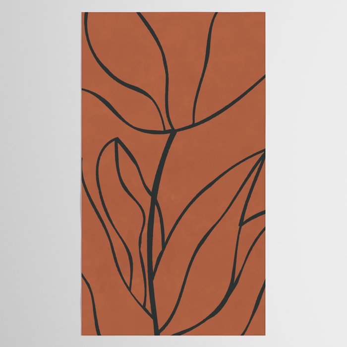 Flower Line Art, Black Brown Tablecloth Gallery Image 2