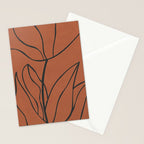 Flower Line Art, Black Brown Stationery Card Gallery Image 2
