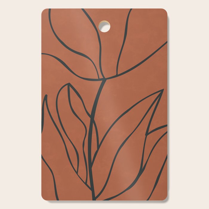 Flower Line Art, Black Brown Cutting Board Gallery Image 1