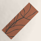 Flower Line Art, Black Brown Yoga Mat Gallery Image 1