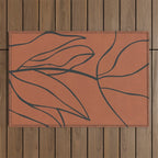 Flower Line Art, Black Brown Outdoor Rug Gallery Image 1
