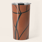 Flower Line Art, Black Brown Travel Mug Gallery Image 1