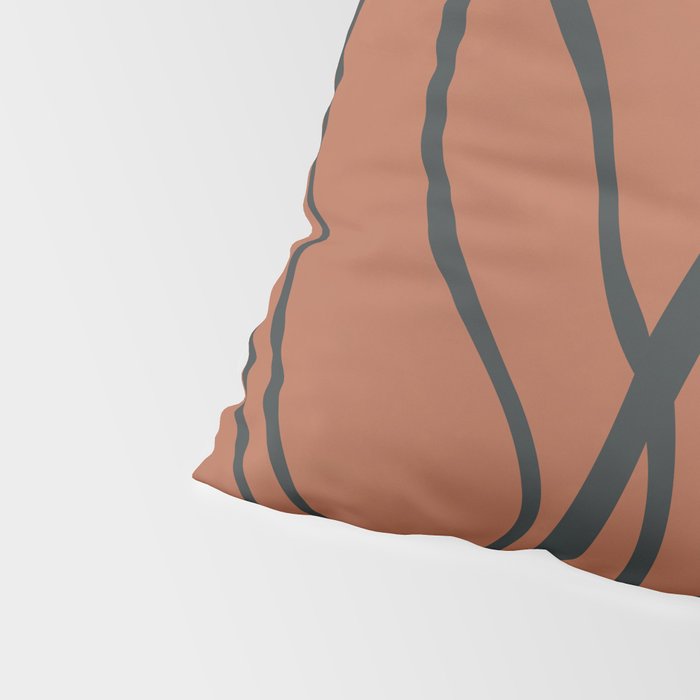 Flower Line Art, Black Brown Pillow Sham Gallery Image 4