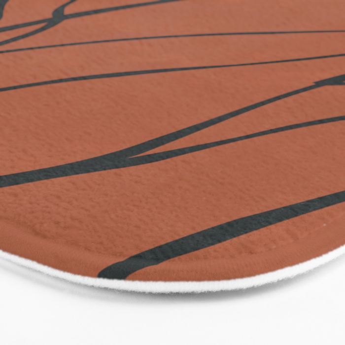 Flower Line Art, Black Brown Bath Mat Gallery Image 3