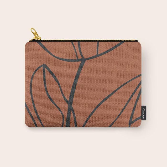 Flower Line Art, Black Brown Carry All Pouch Gallery Image 1