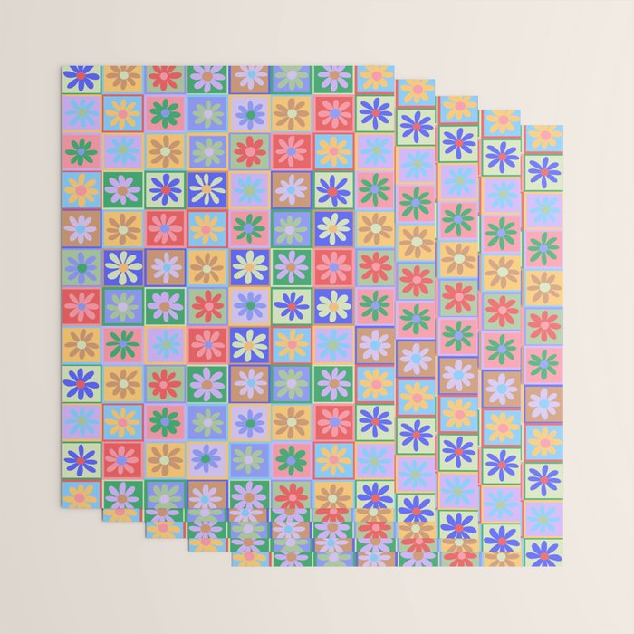 Checkered Flower Pattern  Wrapping Paper Gallery Image 3