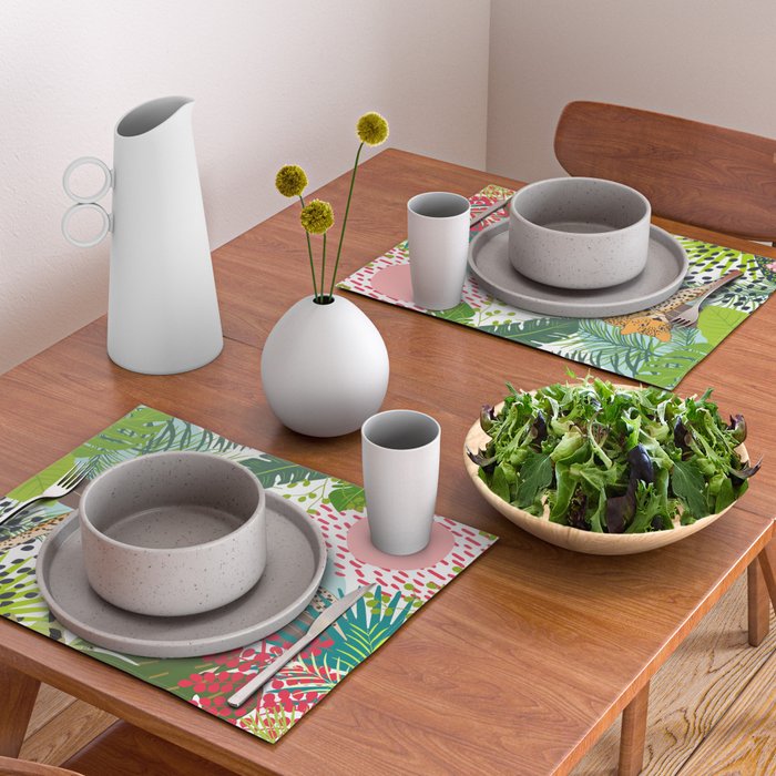 Colorful Jungle Cheetah Print Placemat Gallery Image 2