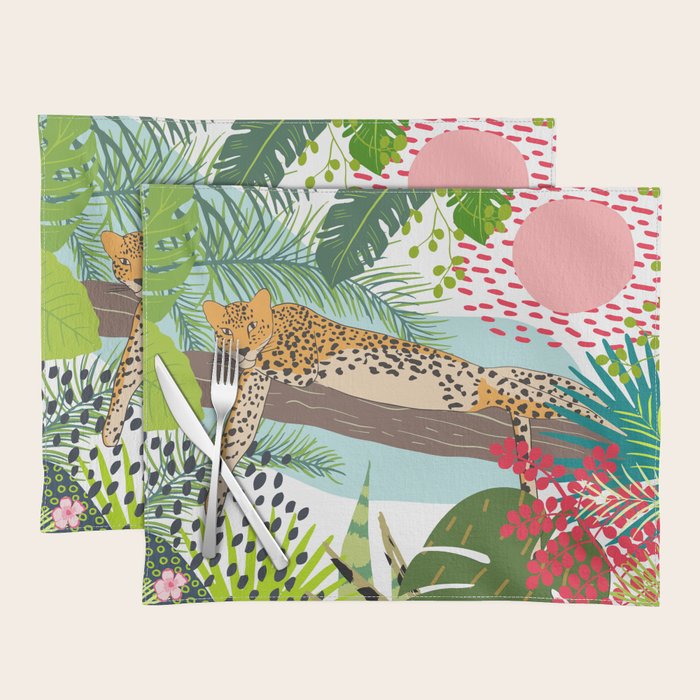 Colorful Jungle Cheetah Print Placemat Gallery Image 1