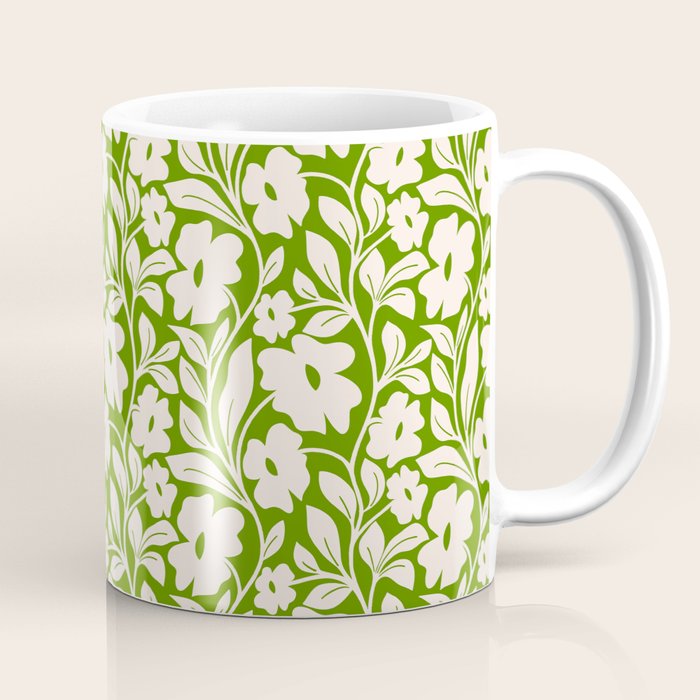 Tropical Vines Pattern - Green Coffee Mug Gallery Image 1
