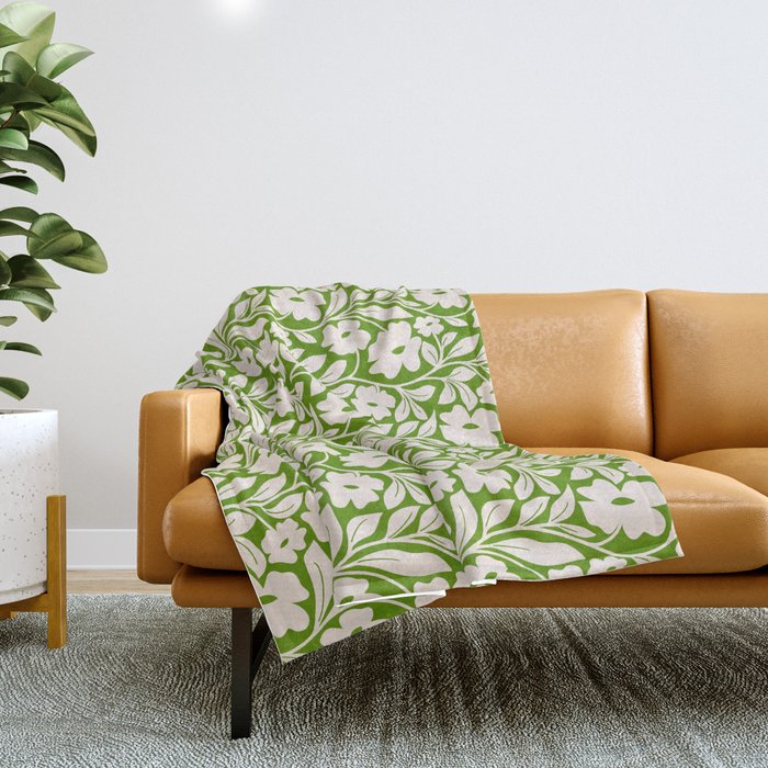 Tropical Vines Pattern - Green Throw Blanket Gallery Image 1