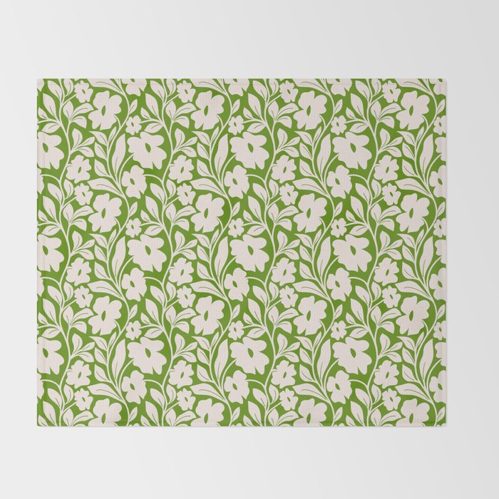 Tropical Vines Pattern - Green Throw Blanket Gallery Image 2