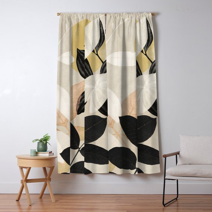Minimal Abstract Art Tropical Leaves 2 Window Curtain Gallery Image 5