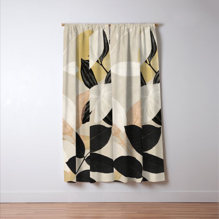 Minimal Abstract Art Tropical Leaves 2 Window Curtain Gallery Image 3
