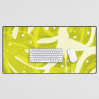 Lime Green Monstera Leaves Light Background #decor #society6 #buyart Desk Mat Gallery Image 1