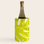 Lime Green Monstera Leaves Light Background #decor #society6 #buyart Wine Chiller Gallery Image 2