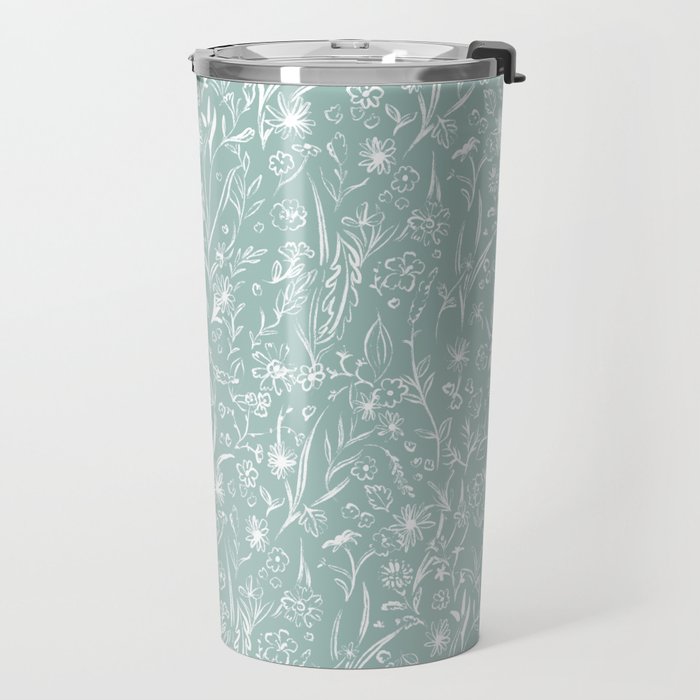 Wild Garden Drawing (Pale Blue) Travel Mug Gallery Image 2