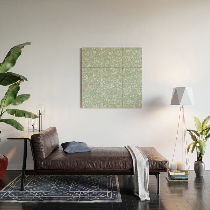 Wild Garden Drawing (Pale Blue) Wood Wall Art Gallery Image 2