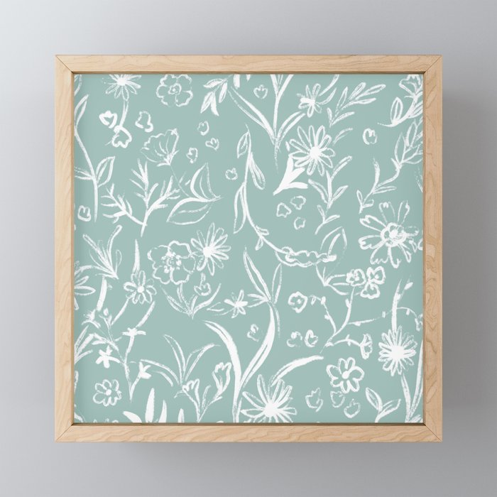 Wild Garden Drawing (Pale Blue) Mini Art Print Gallery Image 1