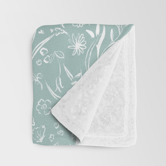 Wild Garden Drawing (Pale Blue) Throw Blanket Gallery Image 3