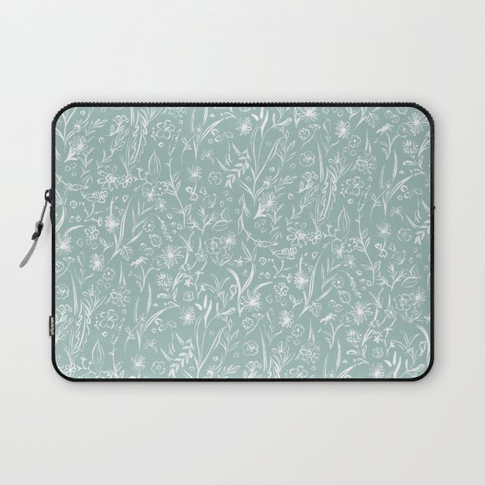 Wild Garden Drawing (Pale Blue) Laptop Sleeve Gallery Image 1