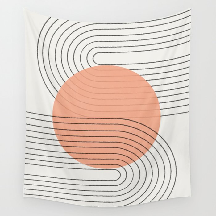 Peachy Geometric Balance Wall Tapestry Gallery Image 4