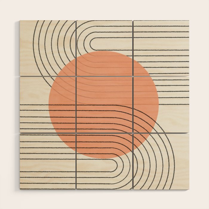 Peachy Geometric Balance Wood Wall Art Gallery Image 1