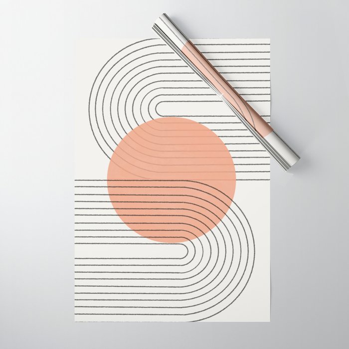 Peachy Geometric Balance Wrapping Paper Gallery Image 1