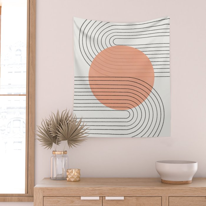 Peachy Geometric Balance Wall Tapestry Gallery Image 2