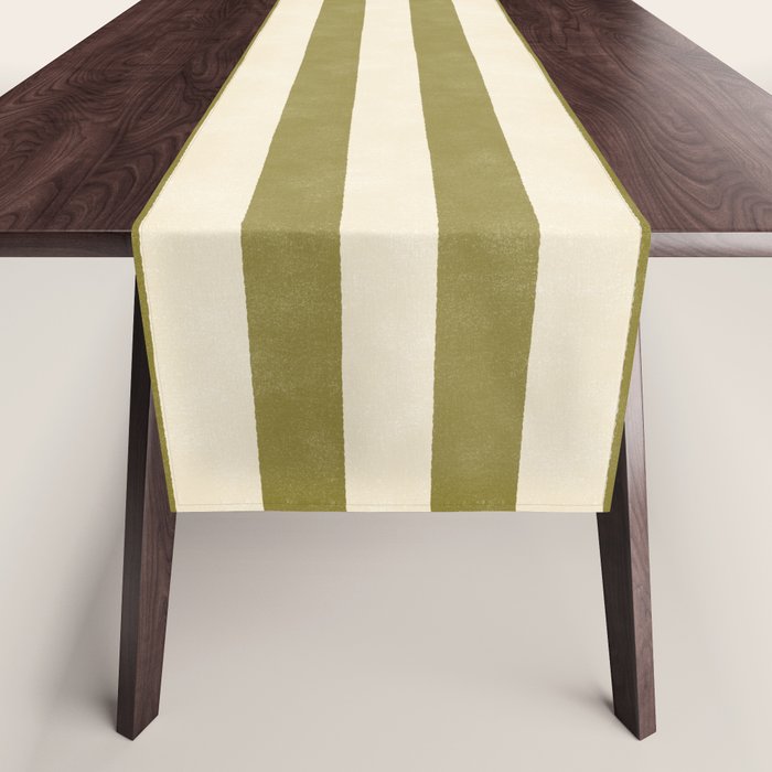 Cabana Stripe - moss green and cream Table Runner Gallery Image 1