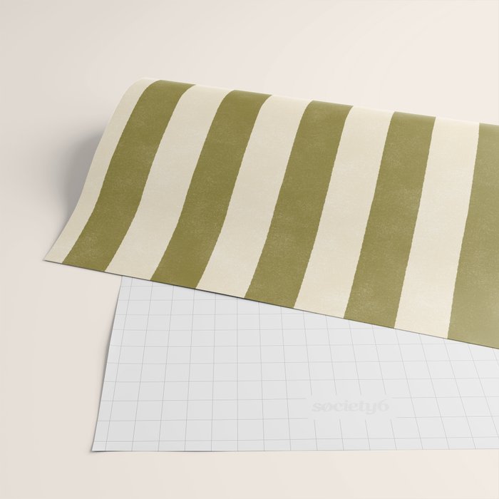 Cabana Stripe - moss green and cream Wrapping Paper Gallery Image 2