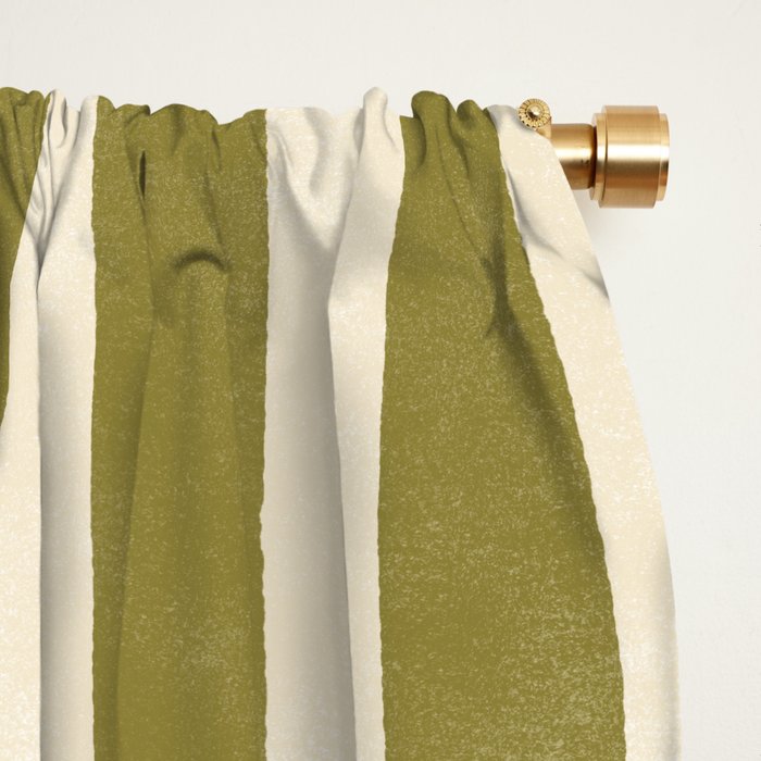 Cabana Stripe - moss green and cream Window Curtain Gallery Image 2