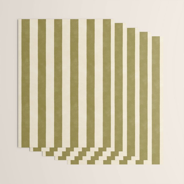 Cabana Stripe - moss green and cream Wrapping Paper Gallery Image 3