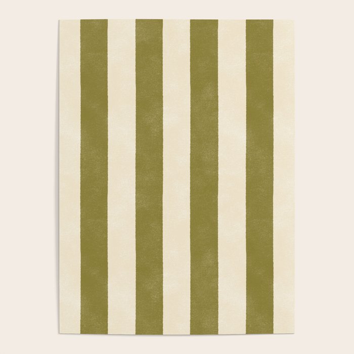 Cabana Stripe - moss green and cream Poster Gallery Image 4