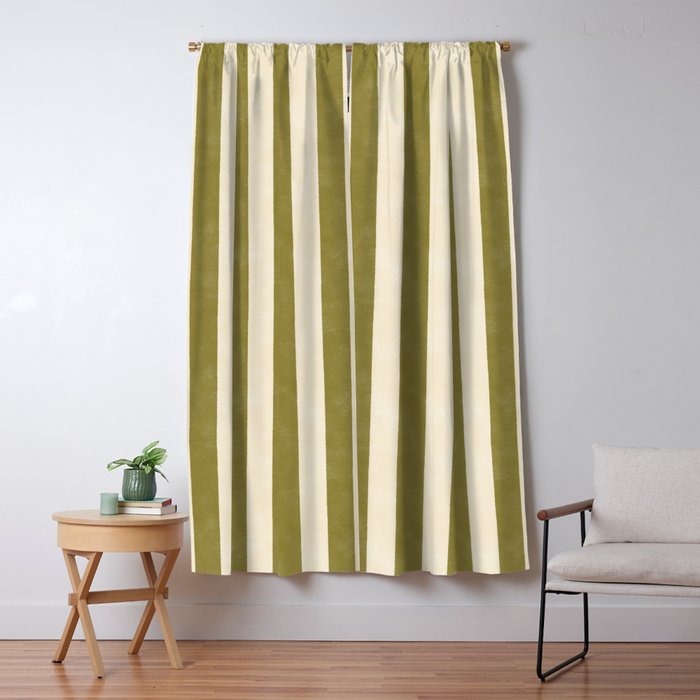Cabana Stripe - moss green and cream Window Curtain Gallery Image 5
