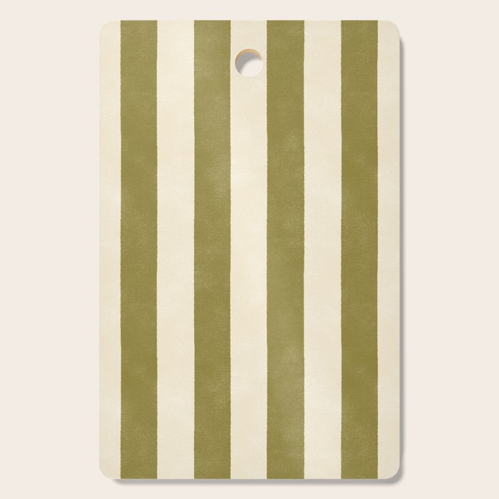 Cabana Stripe - moss green and cream Cutting Board Gallery Image 1