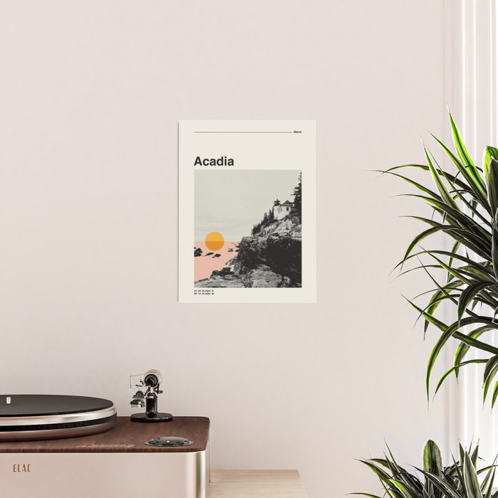 Retro National Park Poster, Acadia Maine, Vintage Mid Century Modern Poster Gallery Image 2