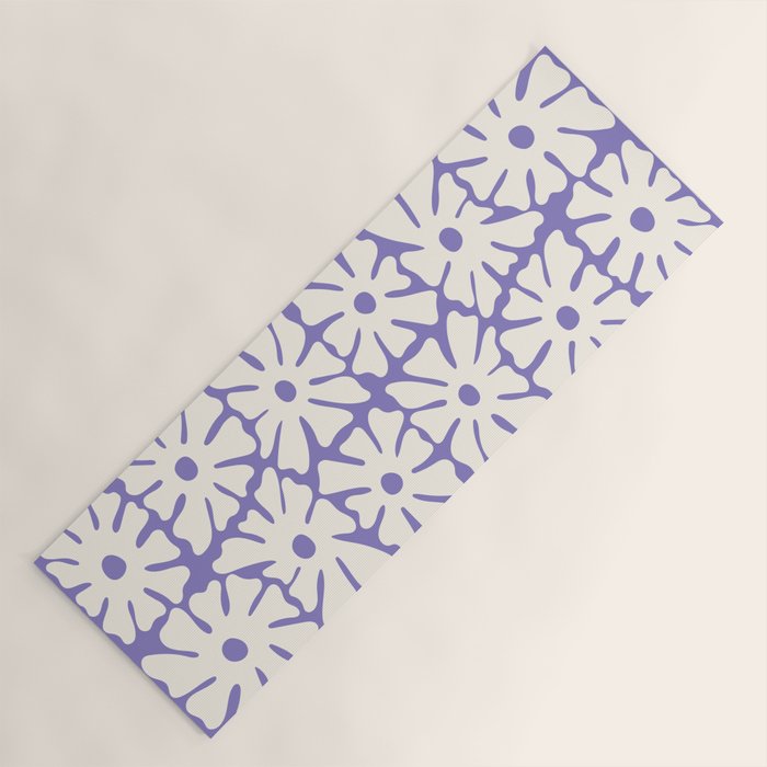 Mid-Century Flowers in Blue & White Yoga Mat Gallery Image 1