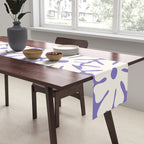 Mid-Century Flowers in Blue & White Table Runner Gallery Image 2