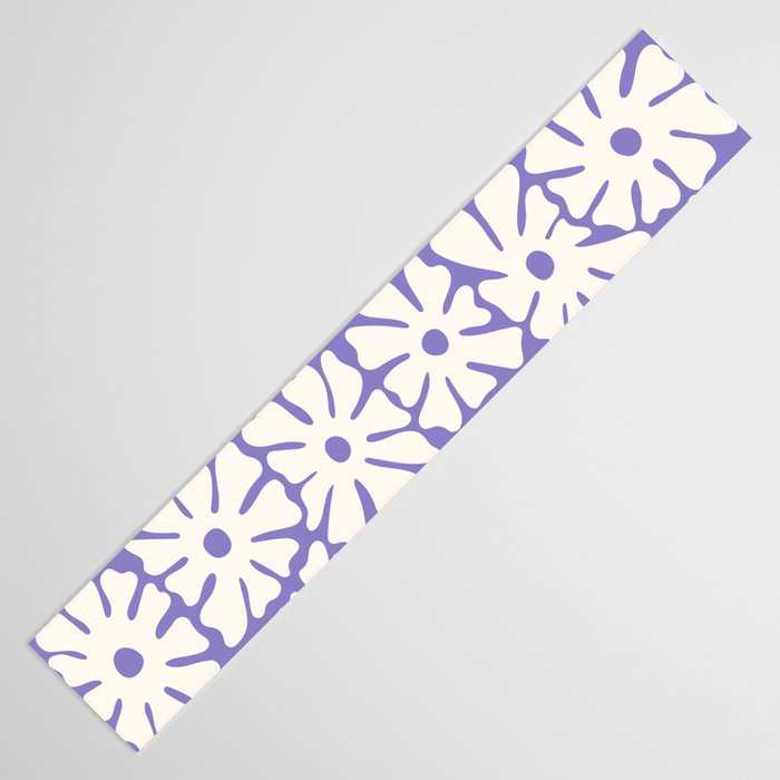 Mid-Century Flowers in Blue & White Table Runner Gallery Image 3