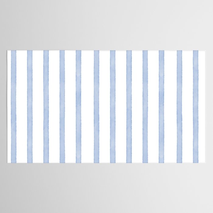 Classic Blue Watercolor Summer Stripes Tablecloth Gallery Image 2