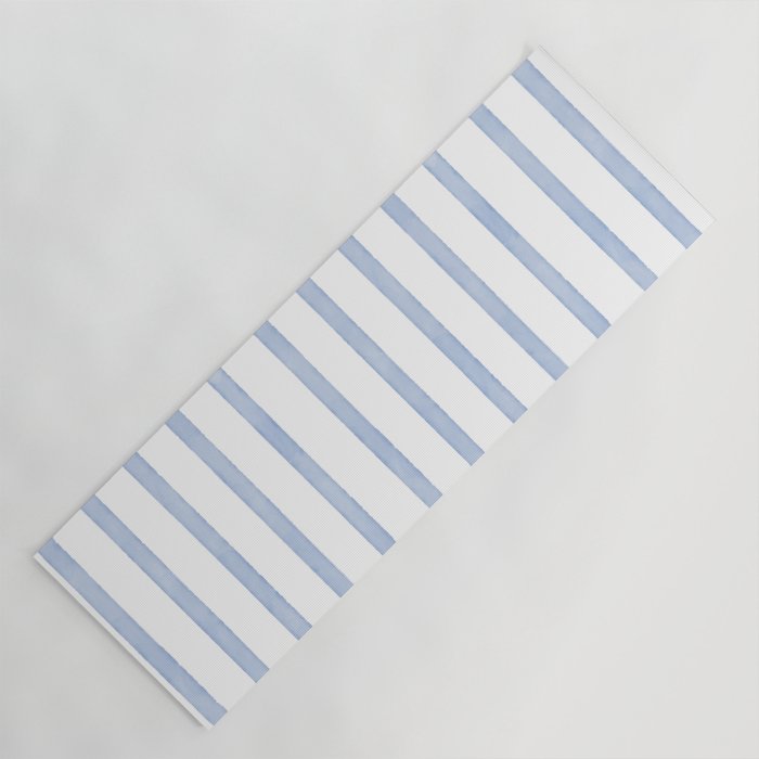 Classic Blue Watercolor Summer Stripes Yoga Mat Gallery Image 1