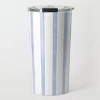 Classic Blue Watercolor Summer Stripes Travel Mug Gallery Image 1